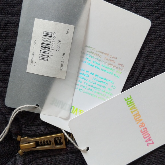 NWT Zadig& Voltaire Black Hooded cardigan Size 10 - Picture 3 of 10